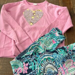 Lilly Pulitzer Kids Leggings L + J Crew Cut Kids pink sequin sweat shirt 10